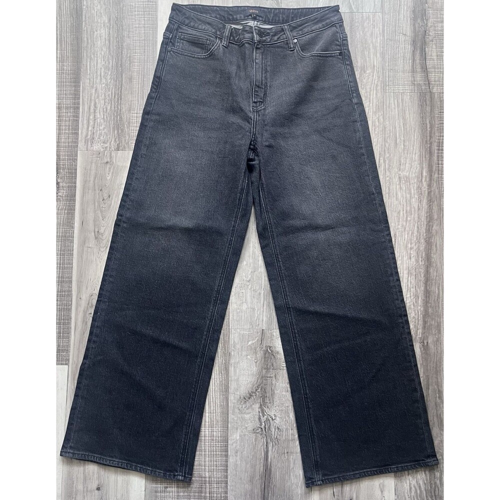 Quince Women 31/32 Bella Stretch Relaxed Straight Jeans Charcoal Black